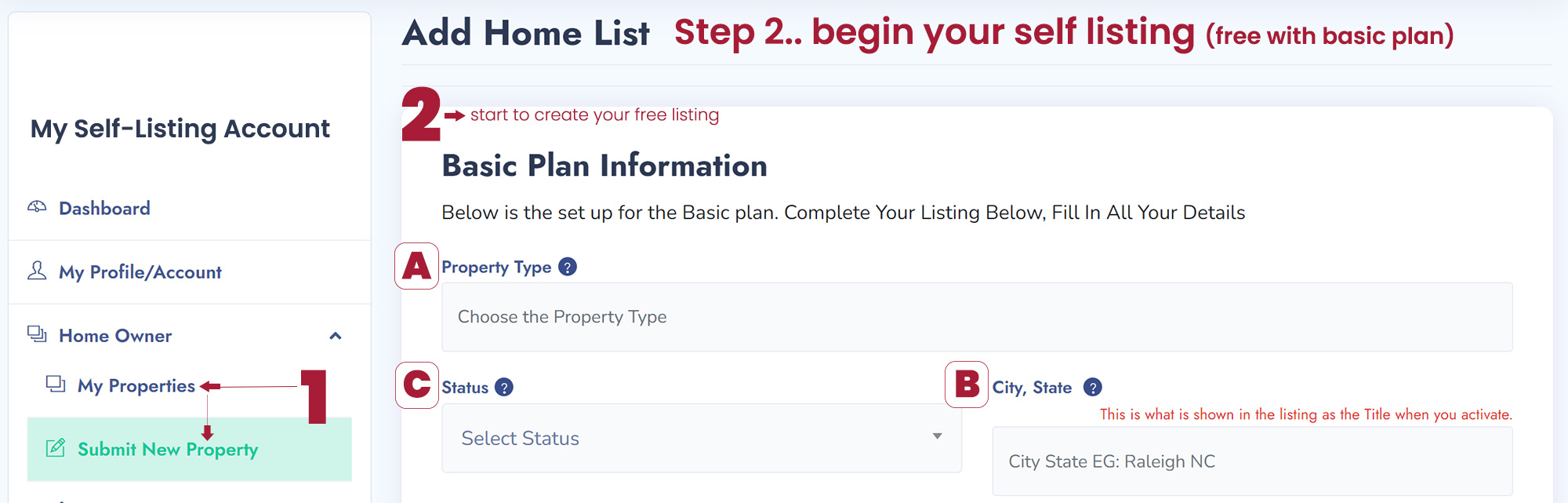 step 2 to self-list you own home